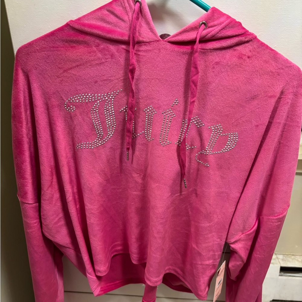 Juicy Couture Pink Oversized Cropped Hoodie